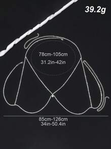 1 件银色简约性感水晶胸链身体首饰，适合夜店派对