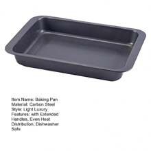 1 Pieza Bandeja Rectangular Antiadherente para Hornear Pasteles - Hecha de Acero al Carbono, Herramienta de Cocina de 42 cm - Negro - Ver 7