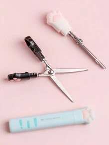 1pc Mini Cat Paw Fold Scissors Portable Size Stainless Steel Blade Cutter Opener For Handwork Packing School Student Gift