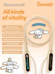 Sanrio Hello Kitty KUROMI JJ-B1 Bluetooth Headphones Wireless Neckband In-Ear Sports Waterproof Sweatproof 3D HiFi Sound Quality Long Battery Life LED Display Power Noise-Proof Neck-Hanging Wireless Earbuds Compatible With Smartphones & Computers