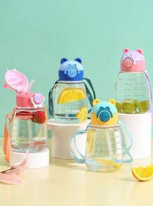 1pc700ml Children's Plastic Cup With Straw Outdoor Portable Carrier Sports Tripe Cup Small Tripe Cup Water Bottle With A Random Sticker - Multicolor - View 8