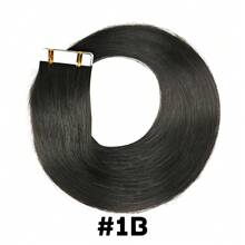 Extensiones de cabello con cinta adhesiva recta, sin costuras, de piel, con cinta adhesiva, invisible, cabello humano real, color natural - Natural Black - Ver 8