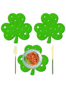 1pc/4pcs St. Patrick's Day Party Decoration Placemats, Green Clover Tabletop Decor, Irish Festival Supplies
