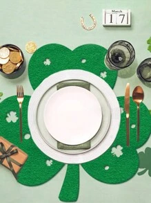 1pc/4pcs St. Patrick's Day Party Decoration Placemats, Green Clover Tabletop Decor, Irish Festival Supplies
