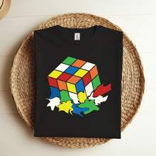 Cute Melting Cube Colorful Cube Game Math T-Shirt, Solving Cubes Lover Gifts, Cube Solve Lover Birthday Present Shirts, Gift Men Women Kids