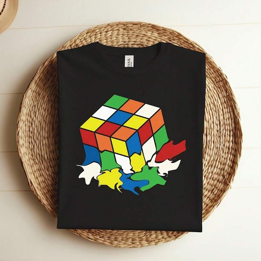 Cute Melting Cube Colorful Cube Game Math T-Shirt, Solving Cubes Lover Gifts, Cube Solve Lover Birthday Present Shirts, Gift Men Women Kids