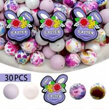 30pcs/52pcs Bunny Egg Shape Silicone Bead Set, Easter Jewelry DIY Gift, Suitable For Necklace, Bracelet, Home Decor - Ideal Handmade Gift