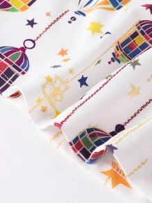 2 件套女宝宝夏季休闲可爱节日月亮印花盖袖连衣裙 - 彩色 - 查看 8