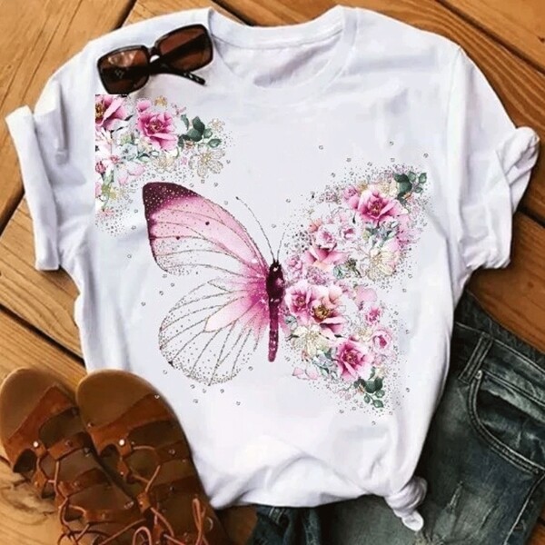 T-shirt blusa camiseta feminina estampa  Babylook   Borboleta