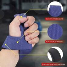 SKDK Correas de levantamiento de silicona antideslizante ,Straps Para Gym, Levantamiento de Pesas,muñequeras gym straps para gym mujer, hombres, levantamiento de pesas, culturismo, Xfit, entrenamiento de fuerza - Azul - Ver 2