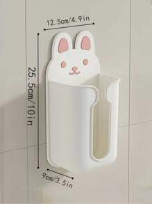 1 pièce Boîte à mouchoirs multifonctionnelle en forme de lapin, étagère de rangement murale, support de boîte à mouchoirs sans perçage pour salle de bain, décoration de salle de bain, organisateur de salle de bain, décoration d'automne, rentrée des classes
