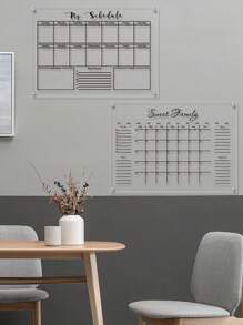 1pc Reusable Dry Erase Calendar, 3D Transparent Acrylic Weekly Meal Planner, Organizer Board, Whiteboard For Home Office, Monthly Date Display