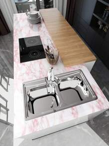 1 Roll Self-Adhesive Pink Marble Wallpaper, Removable, Waterproof, Suitable For Wall Renovation, Countertop, Cabinet And Drawer Sticker, Multi-Purposepeel And Stick Wallpaper Gifts Birthday Graduation