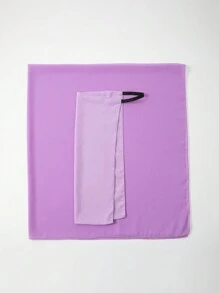 2 Stücke Damen neue Chiffon 110cm quadratischer Schal Bandana mit elastischem Band verstellbare Gesichtsmaske, muslimischer einfarbiger Hijab Kopftuch, klassische Outdoor-Tücher Set