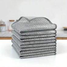 10pcs Non-Scratch Wire Dishcloth, Multipurpose Wire Dishwashing Rags For Wet And Dry, Easy Rinsing, Soft Wire Cleaning Cloth Wire Dish Towels, Scrubs & Cleans For Metal, Kitchen, Dishes (20*20)