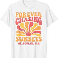 Forever Chasing Sunsets Melbourne Beach Florida 70s Retro T-Shirt.Jpg