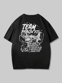 Gym, inspirierende Zitate, Herren T-Shirt, schwarzer Rundhalsausschnitt Kurzarm, Training, Aktivbekleidung für Laufen und Gym, Gym Kleidung, leichte Aktivbekleidung, bequeme Sportbekleidung, locker geschnittene Sportbekleidung