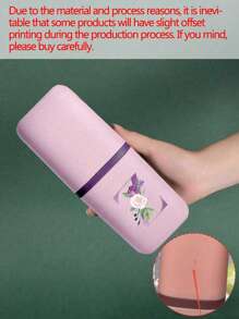 一套便携式旅行牙刷盒，字母系列印花，包含带盖漱口杯、牙膏牙刷收纳盒，浴室配件，户外旅行牙刷牙膏收纳盒，防尘整理盒，旅行必备，返校用品 - 粉色 - 查看 9