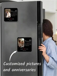 1 Stück personalisierter Kühlschrankmagnet mit Datum, Kühlschrankmagnet Geschenk zum Valentinstag, Hochzeit, personalisierte magnetische Haftnotizen, zarte Romantik - Schwarz - Übersicht 5