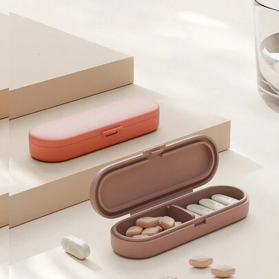 1pc Portable Mini Pill Box With Light Shielding Piece, Mini Compact Portable Pill And Tablet Organizer Box, Magnetic Pill Case, Travel Emergency Kit, Camping Medicine Box, Pill Organizer, Pill Container