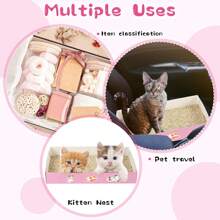 5pcs Disposable Cat Litter Box Foldable Paper Kitty Tray Small Lightweight Cardboard Box Water Proof For Indoor Low Entry Easy Disposal Non Clumping Nice Absorption Portable - Baby Pink - View 5