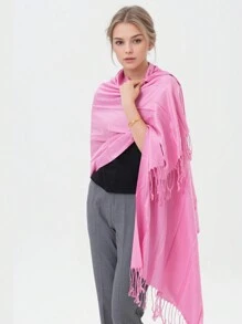 High-Quality Classic Solid Pashmina Scarf – Perfect For Weddings And Special Events - Carnation Pink - View 2