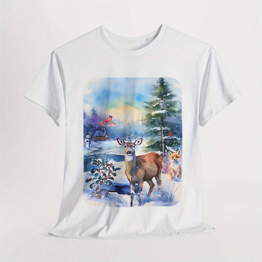 Forest Animals Tee Animal Lover T Shirt For Forest Animal Lover Shirt Forest Animals Gift For Animal Lover Tee Winter Forest Animals T-Shirt