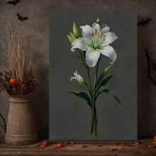 Framed Tulip Green Flowers Poster Wall Art, Abstract Floral Picture With Print, Flower Wall Art, Botanical Art Prints, Botanical Wall Decor - Framed - View 3