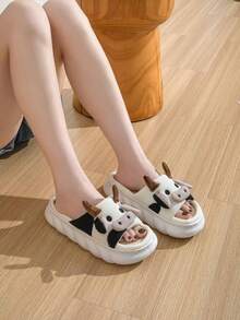 Pantuflas vaca lino, resistentes al desgaste, antideslizantes, con suela gruesa para uso al interior y exterior. - Negro - Ver 3