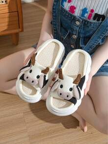 Pantuflas vaca lino, resistentes al desgaste, antideslizantes, con suela gruesa para uso al interior y exterior. - Negro - Ver 2