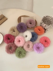 10pcs Women's Random Color Cute Plush Scrunchie Pink Purple Blue Green Multi-Color Autumn And Winter All-Match Hair Ties Suitable For Women To Tie Double Ponytails Elastic Band Elegant Warm Breathable High Ponytail Hair Tie Ponytail Braid Imitation Rabbit Fur Rubber Band Hair Accessories Headdress,Hair Elastics,Hair Rope Ponytail Holders, Hair Bobbles Head Accessories