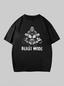 T-shirt da uomo con stampa di gorilla in stile Beast Fitness,Modalità Beast, Gorilla, T-shirt da uomo, T-shirt grafica, Maglietta da palestra, Maglietta da allenamento, Abbigliamento fitness, Moda da uomo, Canottiera