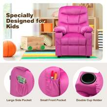 Kids Recliner Chair Velvet Adjustable Sofa Chair Gaming Lounge Chair - 粉色 - 查看 4