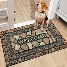 Stone Pattern Welcome Doormat Anti-Slip Floor Mat Indoor And Outdoor Entrance Carpet Home Decoration