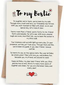 Tarjeta de felicitación de cumpleaños de alta calidad - 1 pieza con mensaje conmovedor para el/la mejor amigo(a) - con sobre, poesía reflexiva y diseño de amor con alas