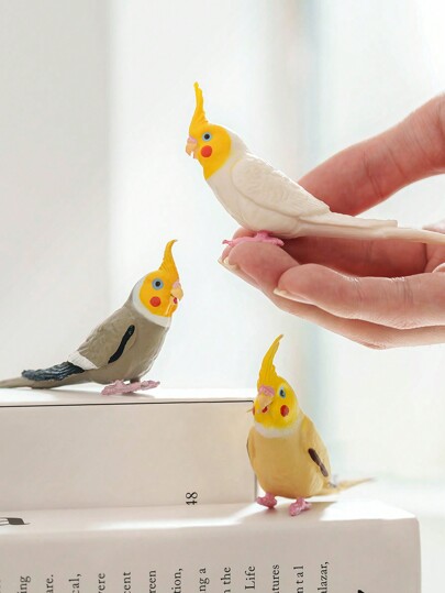 نموذج طائر الكوكاتيل الواقعي المصغر: طائر نيمفيكوس هولنديكوس جميل، مصنوع من مادة البي في سي، زخرفة رائعة للمنزل والمكتب، إكسسوار نباتات أصيص الحديقة الخارجية، مناسب كهدية عيد ميلاد مثالية