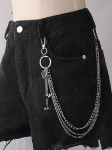 Damski nowy pasek skórzany w stylu punkowym z metalowym łańcuchem, modny dodatek vintage do dżinsów na lato, do szkoły