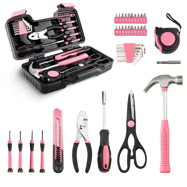 39 Piece Household Tool Set Basic Home Repair Set With Plastic Toolbox, Very Suitable For College Students, Family Use, Etc