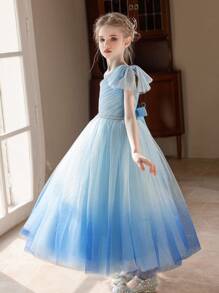 Girls Starry Dream Tulle One Shoulder Mini Dress - Blue - View 7