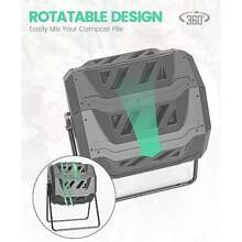 SQUEEZE Master 160L Dual Chamber Compost Tumbler Bin Capacity Rotatable Better Air Circulation Efficient Compost Rotating Tumbling Composter Bin For Garden - Black1 - View 3