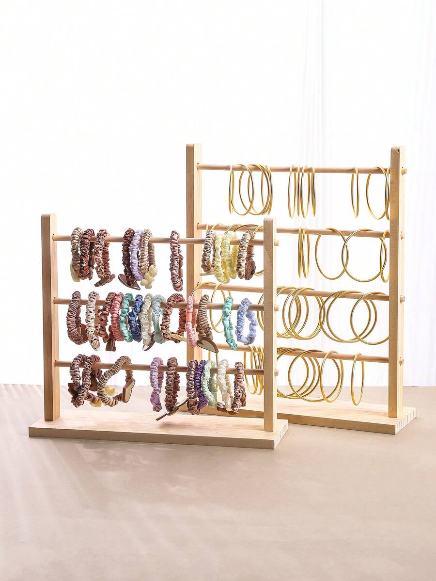 Soporte de madera para exhibir joyas, organizador de accesorios para collares, coleteros, pulseras, accesorio de mostrador - Registro amarillo - Ver 1