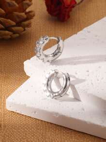 Pendientes de aro con círculo de circonita cúbica de moda