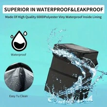 Colgante de contenedor de basura plegable y multifuncional para el coche, impermeable y con espacio de almacenamiento - bote de basura negro - Ver 5