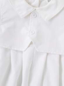 男婴三件套洗礼服 - 白色连体衣 + 背心 + 帽子 - 白色 - 查看 4