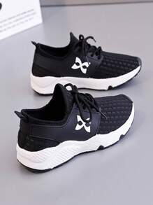 Women's Casual Sneakers With Lace-Up, Contrast Color, For Sports And Daily Wear, Summer