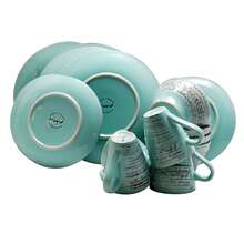 Elama Malibu Waves 16-Piece Dinnerware Set In Turquoise - 1 - View 3