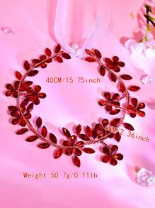 1 Piece Of Ladies' Valentine's Day Gift Accessory, Shiny Red Rhinestone Belt, Elegant And Fashionable Elegant, Flower Vine Design Waist Accessories, Holiday Parties, Brides' Weddings, Banquets, Daily Outings, Evening Dresses, Handmade Waist Accessories, Multifunctional Headband And Hair Accessories
