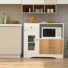 Aparador de Cocina con Enchufe para Microondas Mueble de Cocina con cajones Mueble de Almacenamiento para Comedor Cocina Salón 83 x 40 x 80 cm