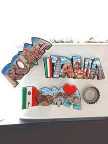 1 pièce Autocollant décoratif magnétique peint en lettres 3D, aimant de réfrigérateur vintage, patch magnétique créatif, décoration pour la maison