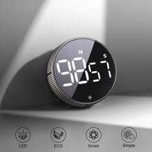 Temporizador de productividad con pantalla digital LED, rotación magnética, temporizador inteligente para el hogar, el gimnasio y la oficina, ajustable en volumen y brillo (baterías no incluidas), accesorios para el hogar, decoración del hogar, reloj despertador digital para decoración de habitación
